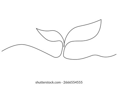 Growth plant continuous one line drawing on white background