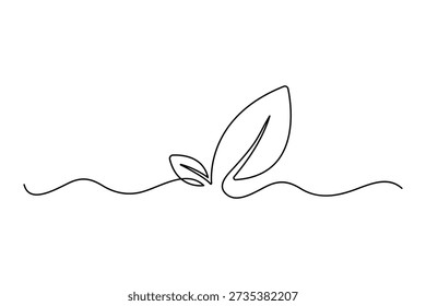 Growth plant continuous one line icon minimalist eco outline illustration