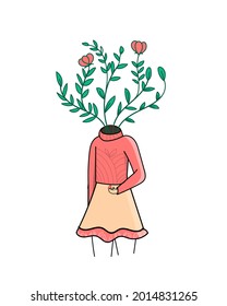 Growth of a plant inside a female human, self love and blooming flowers