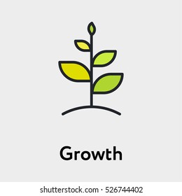 Growth Plant Minimalistic Color Flat Line Stroke Icon Pictogram Illustration