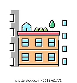 growth plant on building roof color icon vector. growth plant on building roof sign. isolated symbol illustration