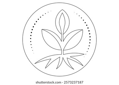 Growth plant processing  continuous one line art and isolated outline minimalist vector illustration