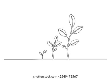 Planta de crecimiento que procesa el dibujo de una línea del icono de Vector plano de contorno de árbol