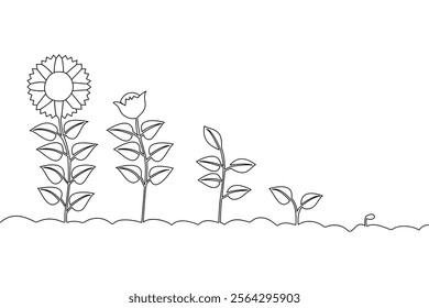 Growth plant single-line art is a creative and modern artwork that expresses the development of life and natural beauty through simple lines.