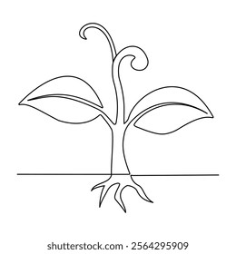 Growth plant single-line art is a creative and modern artwork that expresses the development of life and natural beauty through simple lines.