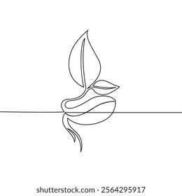 Growth plant single-line art is a creative and modern artwork that expresses the development of life and natural beauty through simple lines.