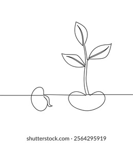 Growth plant single-line art is a creative and modern artwork that expresses the development of life and natural beauty through simple lines.