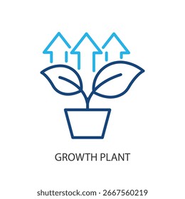 Growth plant thin line vector icons.