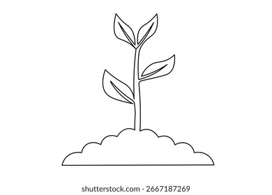  Plantas de crescimento contínuo um desenho de linha sobre fundo branco