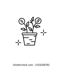 Growth pot dollar icon. Element of global business icon