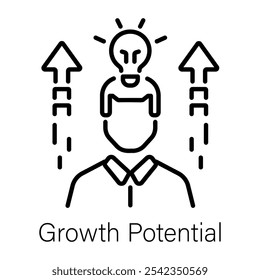 Ícone de potencial de crescimento em estilo linear 