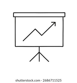 Growth Presentation Chart Icon – Outline Vector Design