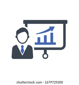 Growth presentation Icon, vector graphics