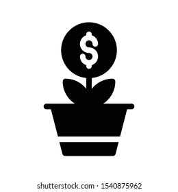 growth profit vector glyph flat icon