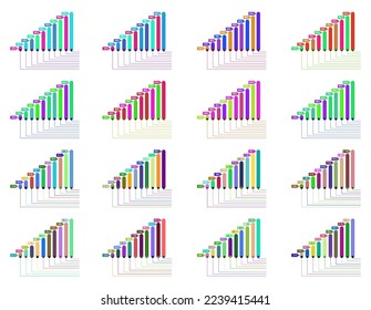 Growth And Progress Bar Chart. Multicolored Infographic Elements. Business Object Statistics And Finance Presentation