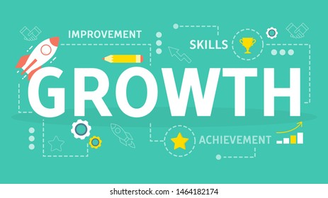 Growth and progress concept. Idea of finance increase and business success. Arrow pointing up as symbol of profit. Flat vector illustration
