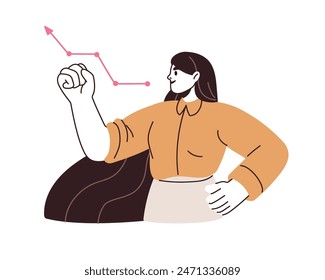 Growth, progress and development concept. Motivation for success, achievement. Determined ambitious woman achieving goals with enthusiasm. Flat vector illustration isolated on white background