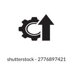 Growth and progress gear with upward arrow vector illustration