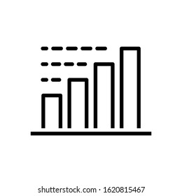 Growth progress icon. Data bar symbol. Statistic graph set. Lined vector pictogram.