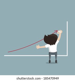Growth progress red arrow