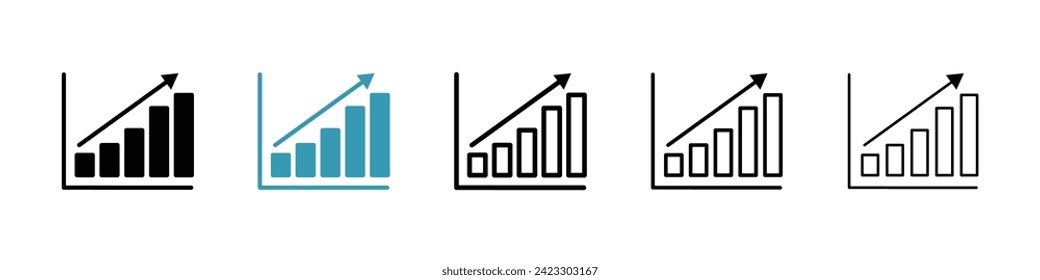 Growth Progression Vector Icon Set. Advancement Chart vector symbol for UI design.