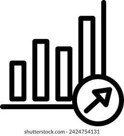 Growth project development icon with black outline style. business, growth, success, concept, graph, increase, progress. Vector Illustration