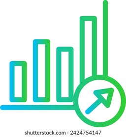 Growth project development icon with blue and green gradient outline style. business, growth, success, concept, graph, increase, progress. Vector Illustration
