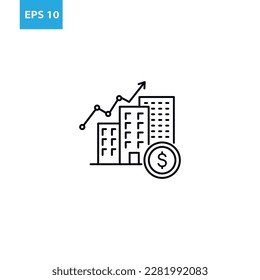 Growth up property outline icon Vector illustration