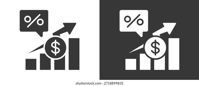 Icono De Tasa De Crecimiento Conjunto De Colección De Vector Aislado En Blanco Y Negro
