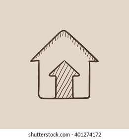Growth of real estate market sketch icon.