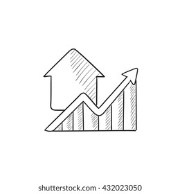 Growth of real estate prices vector sketch icon isolated on background. Hand drawn Growth of real estate prices icon. Growth of real estate prices sketch icon for infographic, website or app.