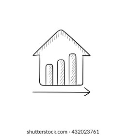 Growth of real estate prices vector sketch icon isolated on background. Hand drawn Growth of real estate prices icon. Growth of real estate prices sketch icon for infographic, website or app.