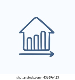 Growth of real estate prices vector sketch icon isolated on background. Hand drawn Growth of real estate prices icon. Growth of real estate prices sketch icon for infographic, website or app.