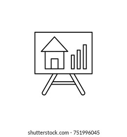 Growth of real estate prices vector icon. Real estate element. Premium quality graphic design. Signs, outline symbols collection, simple thin line icon for websites, web design on white background