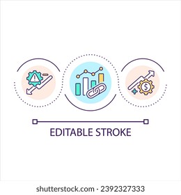 Growth and recession in economic loop concept icon. Analysing trends on stock market. Business strategy abstract idea thin line illustration. Isolated outline drawing. Editable stroke