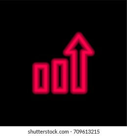 Growth red glowing neon ui ux icon. Glowing sign logo vector