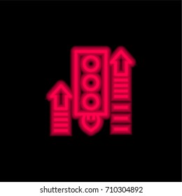 Growth red glowing neon ui ux icon. Glowing sign logo vector
