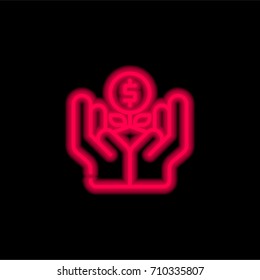 Growth red glowing neon ui ux icon. Glowing sign logo vector