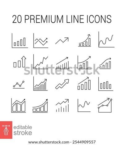 Growth related vector icon set. Well-crafted sign in thin line style. Vector editable stroke symbols isolated on a white background. Simple pictograms. EPS 10.