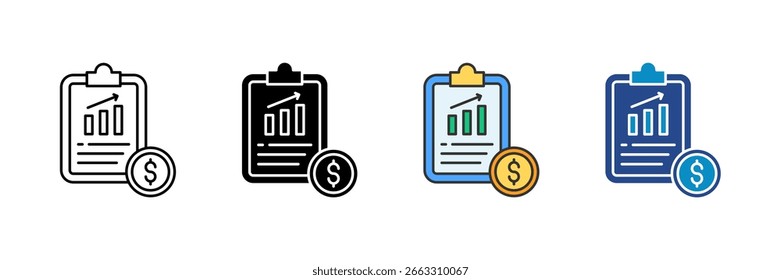 Growth Report Icon Set Multiple Style Collection