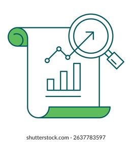 Growth Reporting icon for business intelligence and analytics dashboards, ideal for data visualization, KPI tracking, and performance monitoring interfaces.