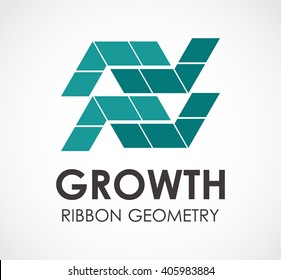 Growth ribbon of geometry abstract vector and logo design or template progress business icon of company identity symbol concept