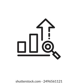 Growth search data analytics sign symbol, Vector illustration, icon for ui ux and web design.