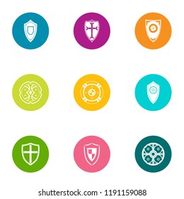 Growth shield icons set. Flat set of 9 growth shield vector icons for web isolated on white background