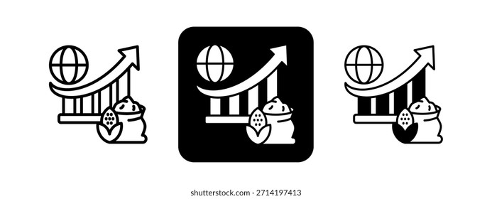 Growth Solid color and black line drawing vector illustration set