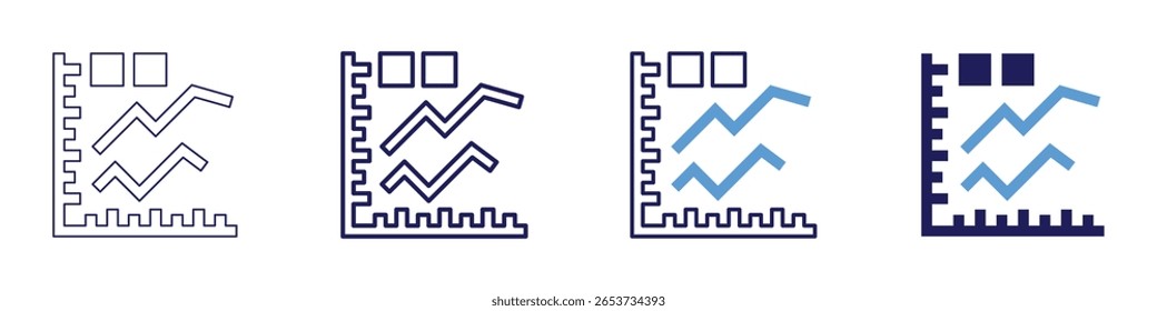 Icono de la etapa de crecimiento en 4 estilos diferentes. Línea delgada, línea, línea en negrita, duotono. Estilo duotono. Trazo editable.