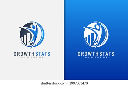 Growth Stats Business Logo Design. Usable For Business, Finance, Community, Foundation, Tech, Services Company. Vector Logo Design Illustration.