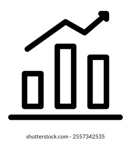 Growth stats icon with simple and line style