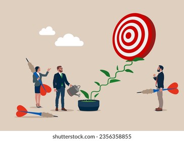 Paso del crecimiento o trayectoria profesional. Centrarse en los objetivos empresariales mundiales. Ilustración vectorial plana