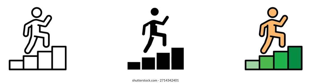 Icono de los Pasos de Crecimiento. Vector de motivación, determinación y progreso empresarial. Ilustración vectorial.